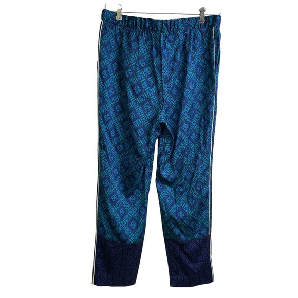 St John Size Medium Ankle Pants Blue Silk Blend Pull On Pockets Twill Stretch - Picture 2 of 10
